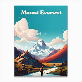 Mount Everest Climbing Modern Travel Illustration Canvas Print