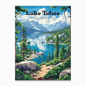 Lake Tahoe National Forest Digital Travel Illustration Canvas Print