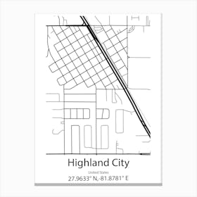 Highland,United States Minimalist Map Stampe su tela