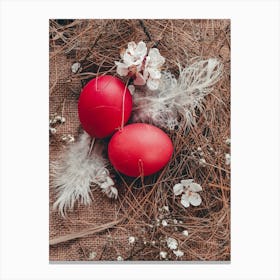 Easter Eggs On The Grass Canvas Print