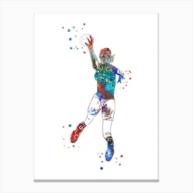 Handball Player Girl Hits The Ball 4 Canvas Print