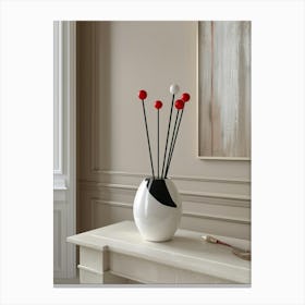 Vase With Red And Black Flowers Canvas Print