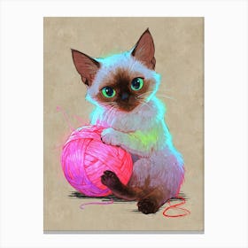 Siamese Cat With Yarn Ball Canvas Print