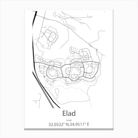 Elad,Israel Minimalist Map Canvas Print