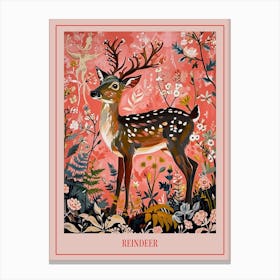 Floral Animal Painting Reindeer 2 Poster Canvas Print