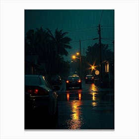 Rainy Night In Suburbs Canvas Print