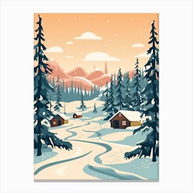 Vintage Winter Travel Illustration Lapland Finland 1 Canvas Print