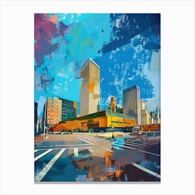 The United Nations Headquarters New York Colourful Silkscreen Illustration 2 Canvas Print