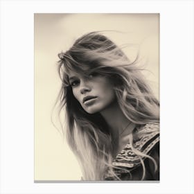 Black And White Photograph Of Brigitte Bardot Canvas Print