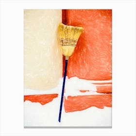 Sweeping Brush In Snow Canvas Print