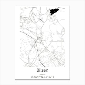 Bilzen,Belgium Minimalist Map Canvas Print