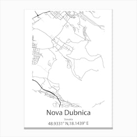 Nova Dubnica,Slovakia Minimalist Map Canvas Print