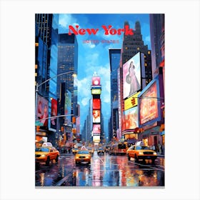 New York United States Times Square Travel Illustration Canvas Print