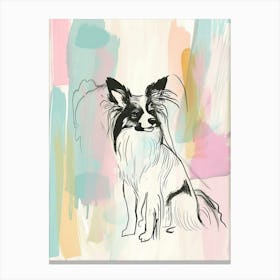 Papillon Dog Pastel Line Watercolour Illustration  3 Canvas Print