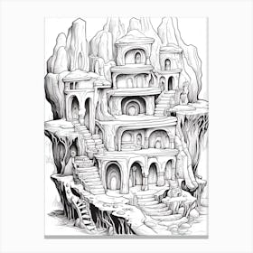The Cave Of Wonders (Aladdin) Fantasy Inspired Line Art 2 Canvas Print