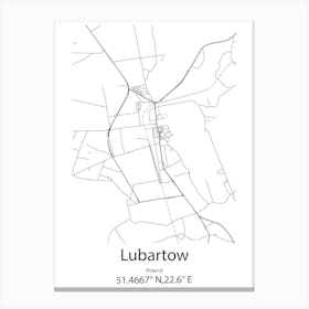 Lubartow,Poland Minimalist Map Canvas Print