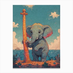 Elephant On The Beach Canvas Print