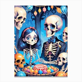 Cute Halloween Skeleton Family Painting (20) Canvas Print