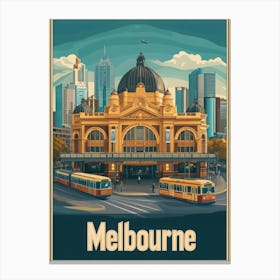 Aihrgdesign A Vintage Travel Poster Of Melbourne Featuring Th 26c84a13 2932 4e1f 9a5d 48efa245583d 1 Canvas Print