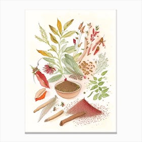 Fo Ti Spices And Herbs Pencil Illustration 1 Canvas Print