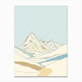 Toubkal Morocco Color Line Drawing (4) Canvas Print