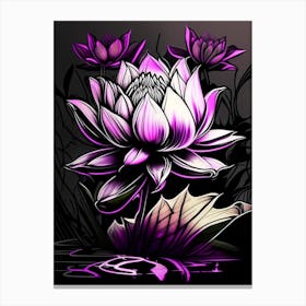 Lotus Flowers In Park Graffiti 7 Canvas Print