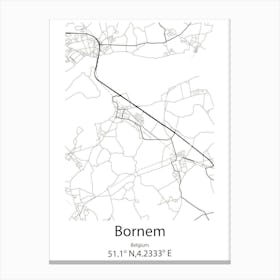 Bornem,Belgium Minimalist Map Canvas Print