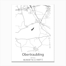 Obertraubling,Germany Minimalist Map Canvas Print