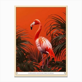 Greater Flamingo Everglades National Park Florida Tropical Illustration 3 Poster Canvas Print