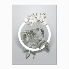 Vintage Musk Rose Minimalist Botanical Geometric Circle on Soft Gray Canvas Print