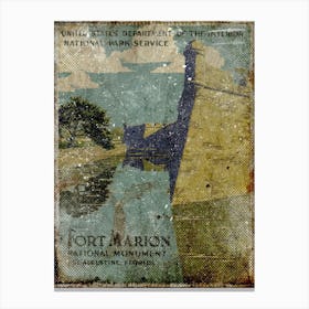 Vintage Travel Poster Fort Marion National Monument Florida 1 Canvas Print