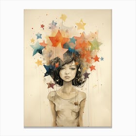 portrait of a woman illustration stars Canvas Print