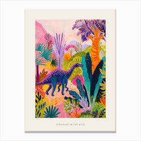 Colourful Dinosaur In The Wild Painting 3 Poster Canvas Print