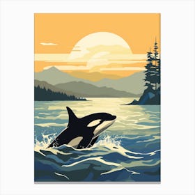 Clean Graphic Design Illustration Of Orca Whale Canvas Print