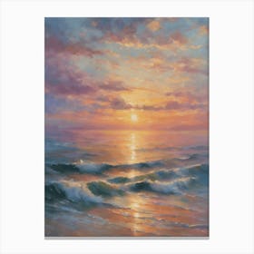 Pastel Sunrise Over Key West Florida - Ocean Coastal Oil Painting Dreamscape Heavenly Canvas Print