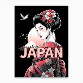 Japanese Geisha - Illustration With Text Canvas Print