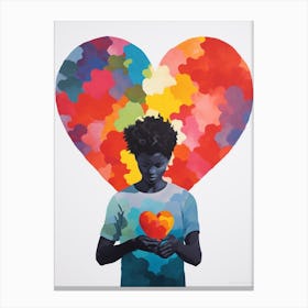 Person Holding A Heart With Heart In The Background Canvas Print