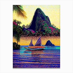 Koh Yao Noi Thailand Pointillism Style Tropical Destination Canvas Print