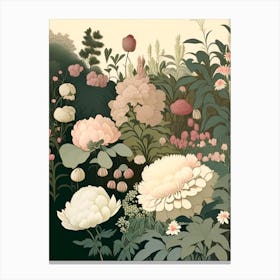 Mixed Perennial Beds Of Peonies 3 Vintage Sketch Canvas Print