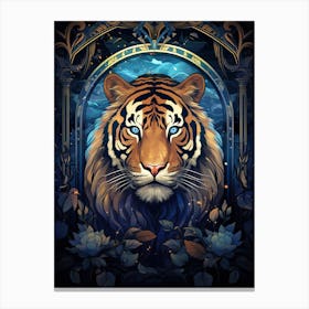Tiger Art In Art Nouveau Style 2 Canvas Print