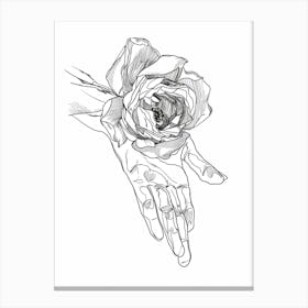 Rose In Hand Line Drawing 4 Canvas Print