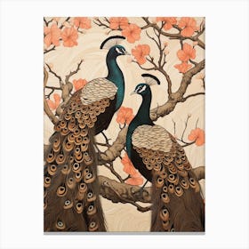 Art Nouveau Birds Poster Peacock 1 Canvas Print