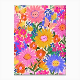 Happy Flower Garden Canvas Print