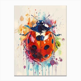 Ladybug Colourful Watercolour 4 Canvas Print