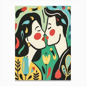 Kissing Couple Style Abstract 1 Canvas Print