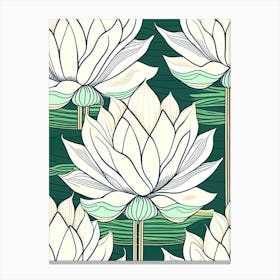 Lotus Flower Repeat Pattern Minimal Line Drawing 3 Canvas Print
