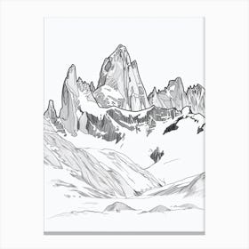 Cerro Fitz Roy Argentina Line Drawing 7 Canvas Print