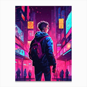 Neon City, Neon City Art, Pink Canvas Print