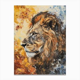 African Lion Lion In Different Seasons Acrylic Painting 1 Canvas Print