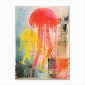 Jellyfish Risograph Inspired 3 Canvas Print